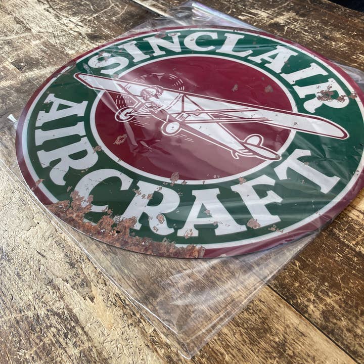 The British Metal Signs Company - Vendita all'ingrosso Cartelli - Targa in metallo Sinclair Aircraft Garage Circle3