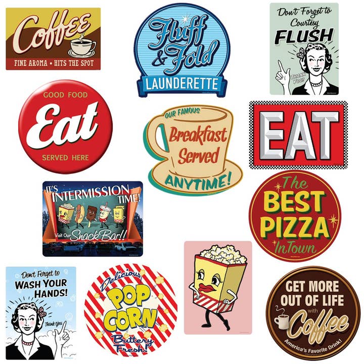 RetroPlanet - Wholesale Phone & Laptop Stickers - Retro Food & Drink Mini Stickers Bundle 240 ct w/POP Display1