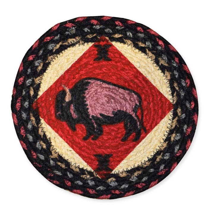 El Paso Saddleblanket - Wholesale Trivet - Braided Jute Round Trivets, Design #11