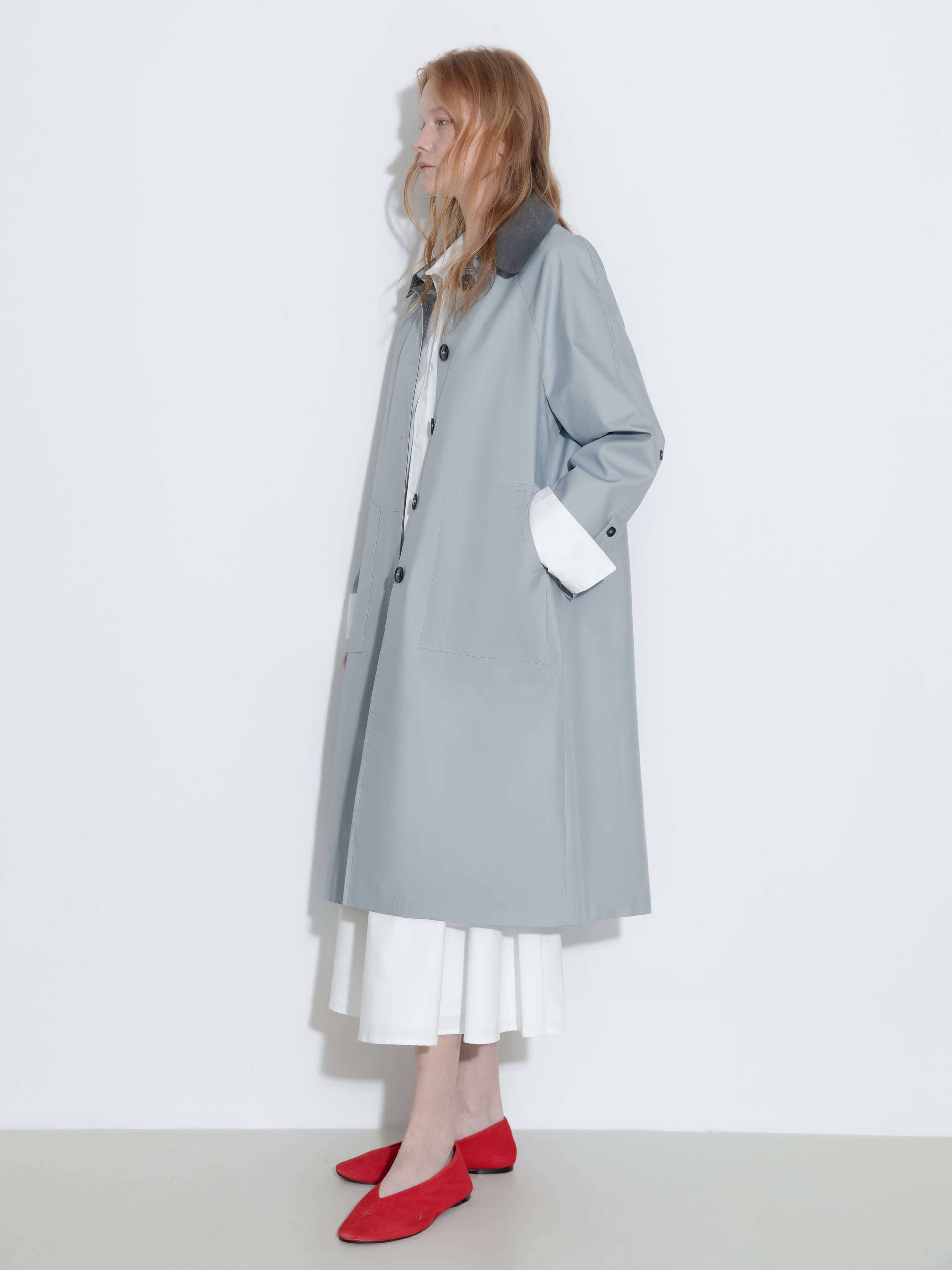 CUBIC - Wholesale Trench Coat - Women's - Color-Blocked Collar Long Trench Coat11