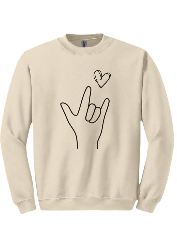 Lil' Grace - Wholesale Graphic Sweatshirt - Unisex - "I Love You" American Sign Language (ASL) Crewneck Sweatshirt - Unisex
