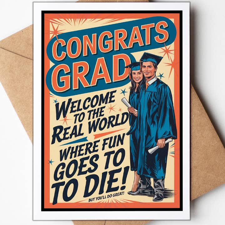 Greeting Cards by Katie Doodle & Gifts by Matchbox Card Co - Wholesale Graduation card - Funny Cards, College or High School Graduation Cards for Him