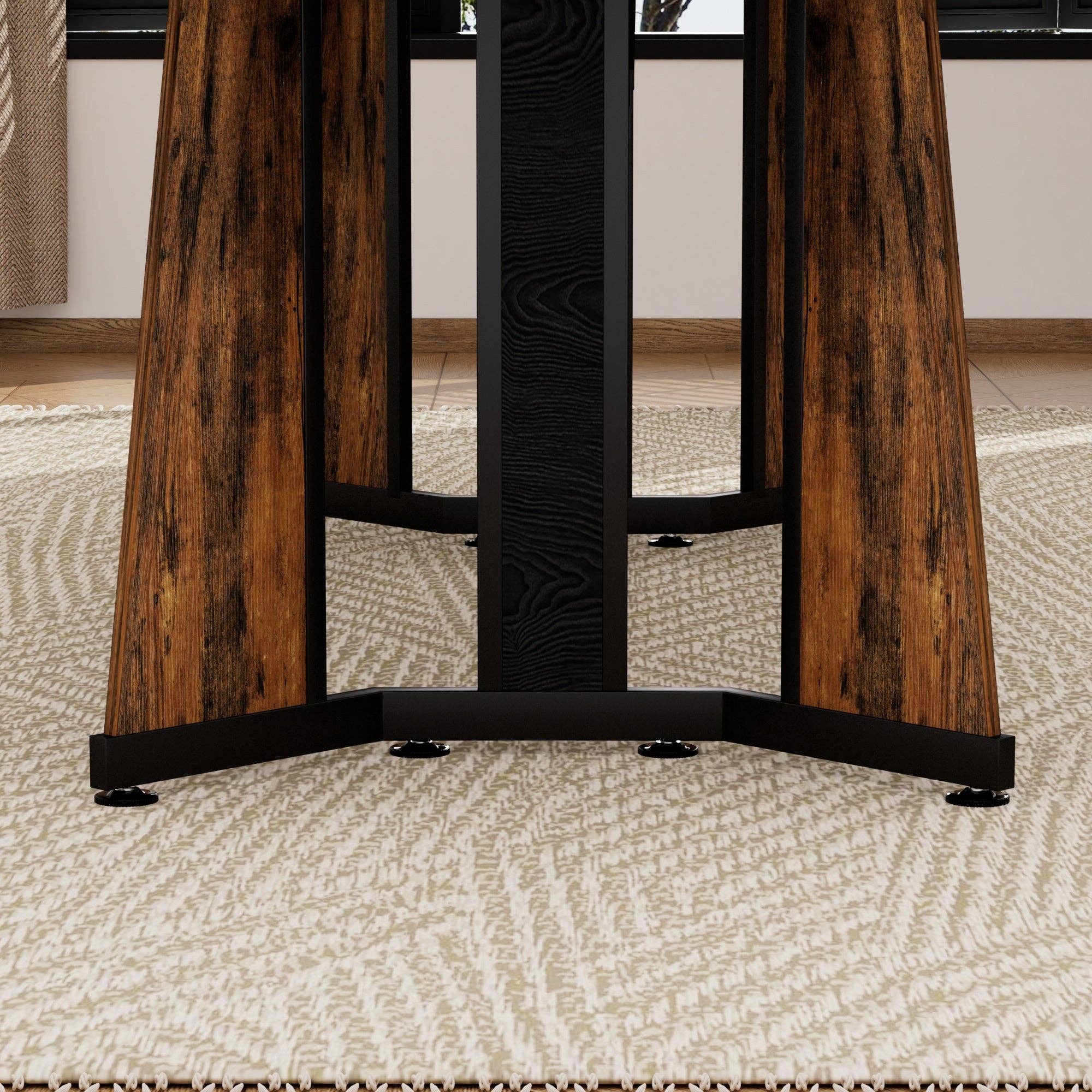 39F Inc. - Wholesale Side Table - Rustic Brown 8-Person Dining Table Adjustable Legs 70.9''7