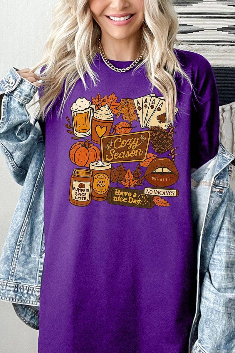 COLORBEAR - Wholesale T-Shirt (Graphic) - Women's - Retro Fall Collage Graphic Heavy Cotton Tee10
