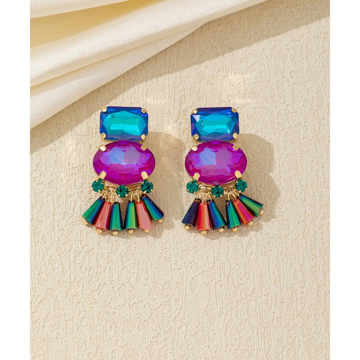 Blossom bijoux – Engroshandel Clip-on-øreringe – Øreringe med klips i facetslebet glas med vedhæng – 26AHBOL0072