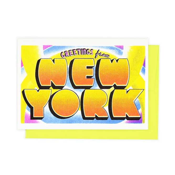 Next Chapter Studio - Vente Carte de vœux classique - Salutations de : New York - Carte et Impression Risograph0