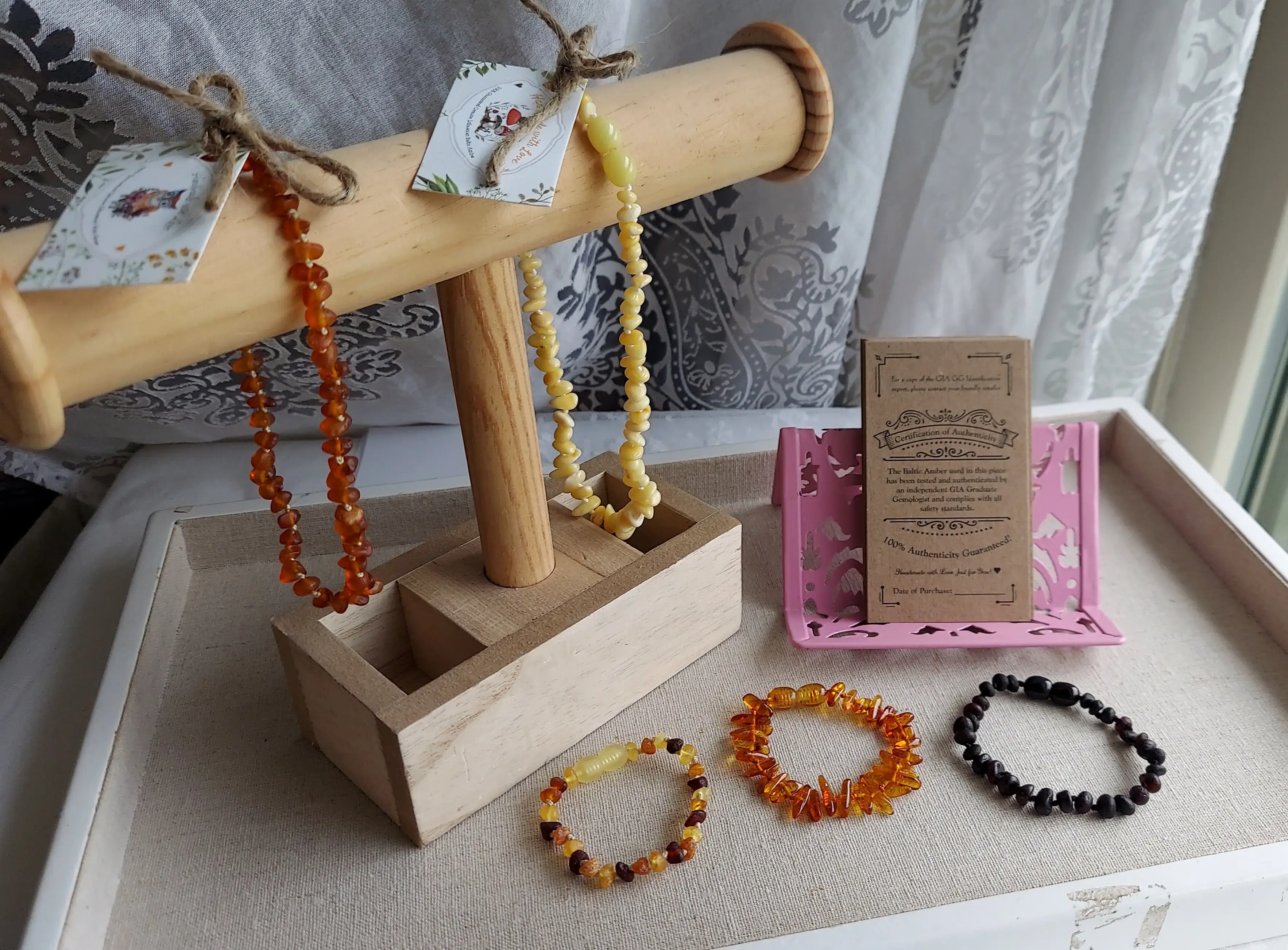 Amber Auksas - Wholesale Bangle Bracelet - Kids & Baby - Raw Honey Cognac Baltic Amber Bracelet ♥ w/ Tag & COA ♥ GIA5