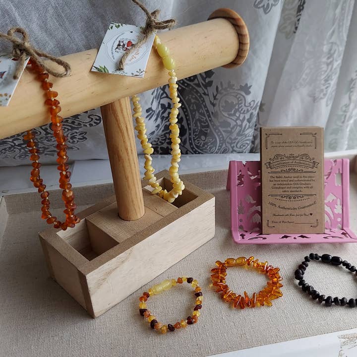 Amber Auksas - Wholesale Bangle Bracelet - Kids & Baby - Raw Honey Cognac Baltic Amber Bracelet β₯ w/ Tag & COA β₯ GIA5