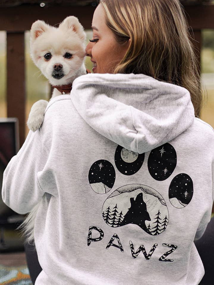 Hoodie mit Aschen-Print und Howling Wolf-Print für den Großhandel von PAWZ