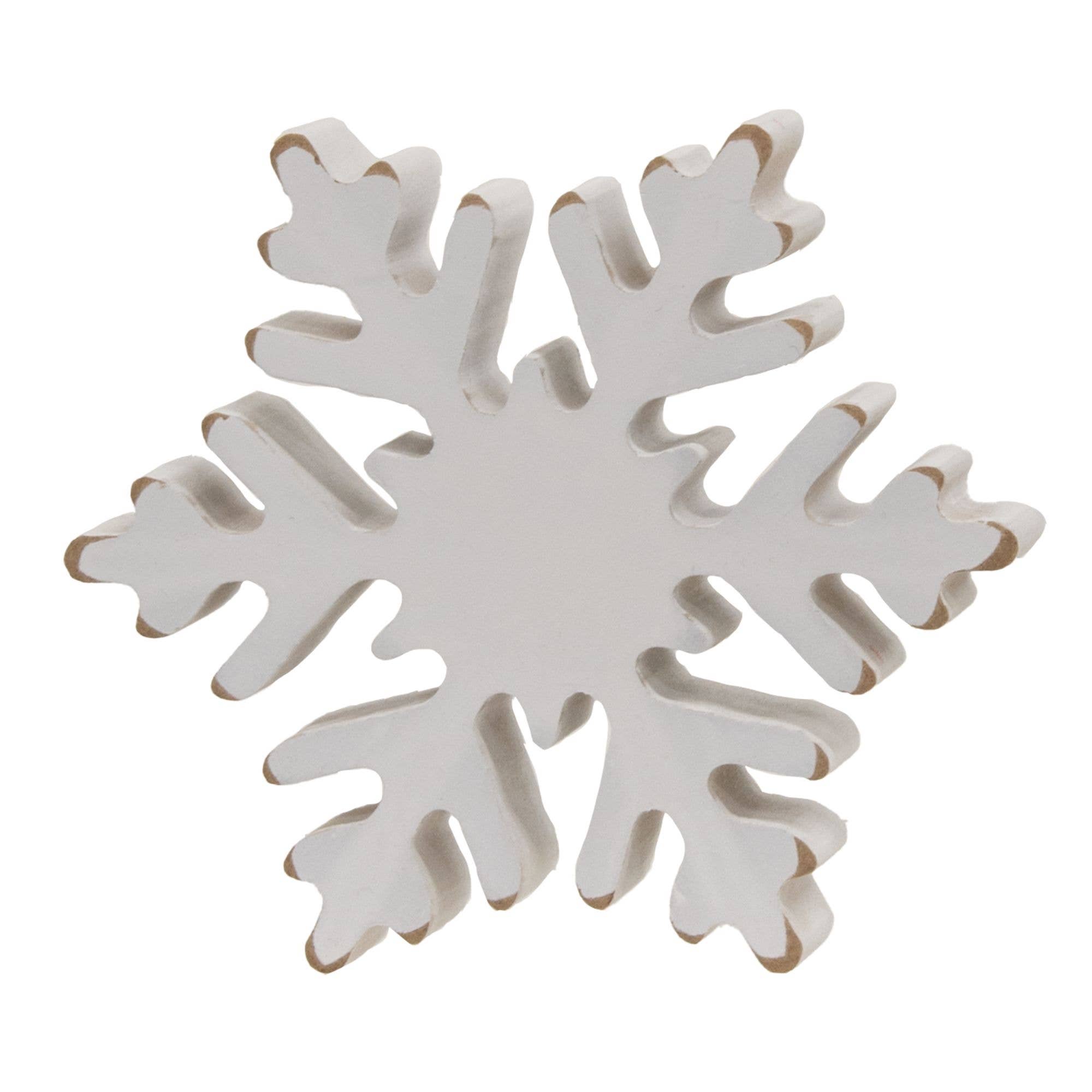 Col House Designs - Wholesale Christmas Decoration - 3/Set, Distressed Chunky Wooden Snowflake Sitters3