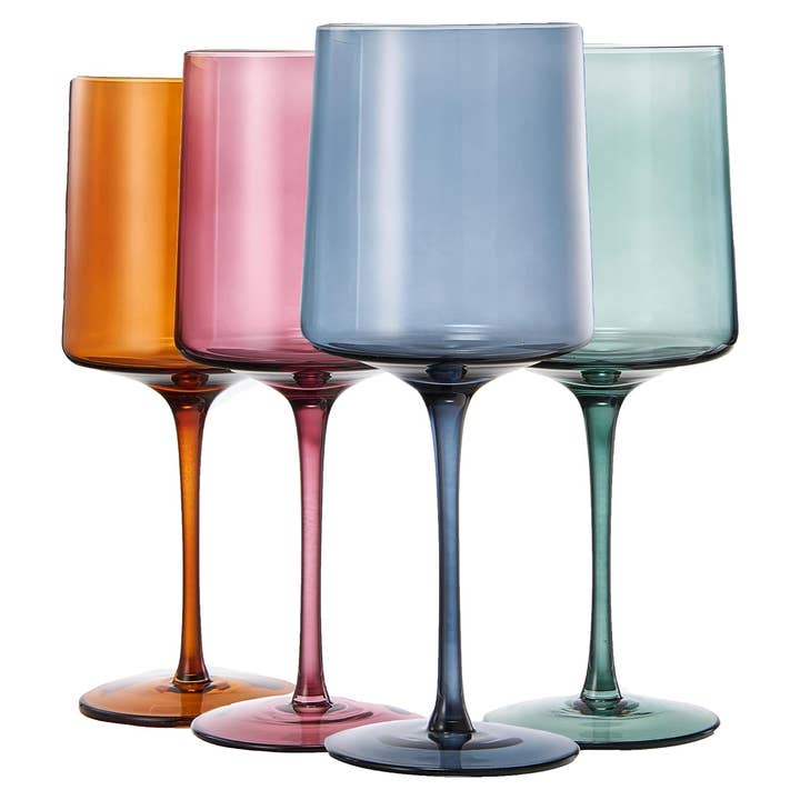 The Wine Savant / Khen Glassware – wholesale Vinglas – Färgade fyrkantiga kristall vinglas Set med 4 stora 13,5 oz