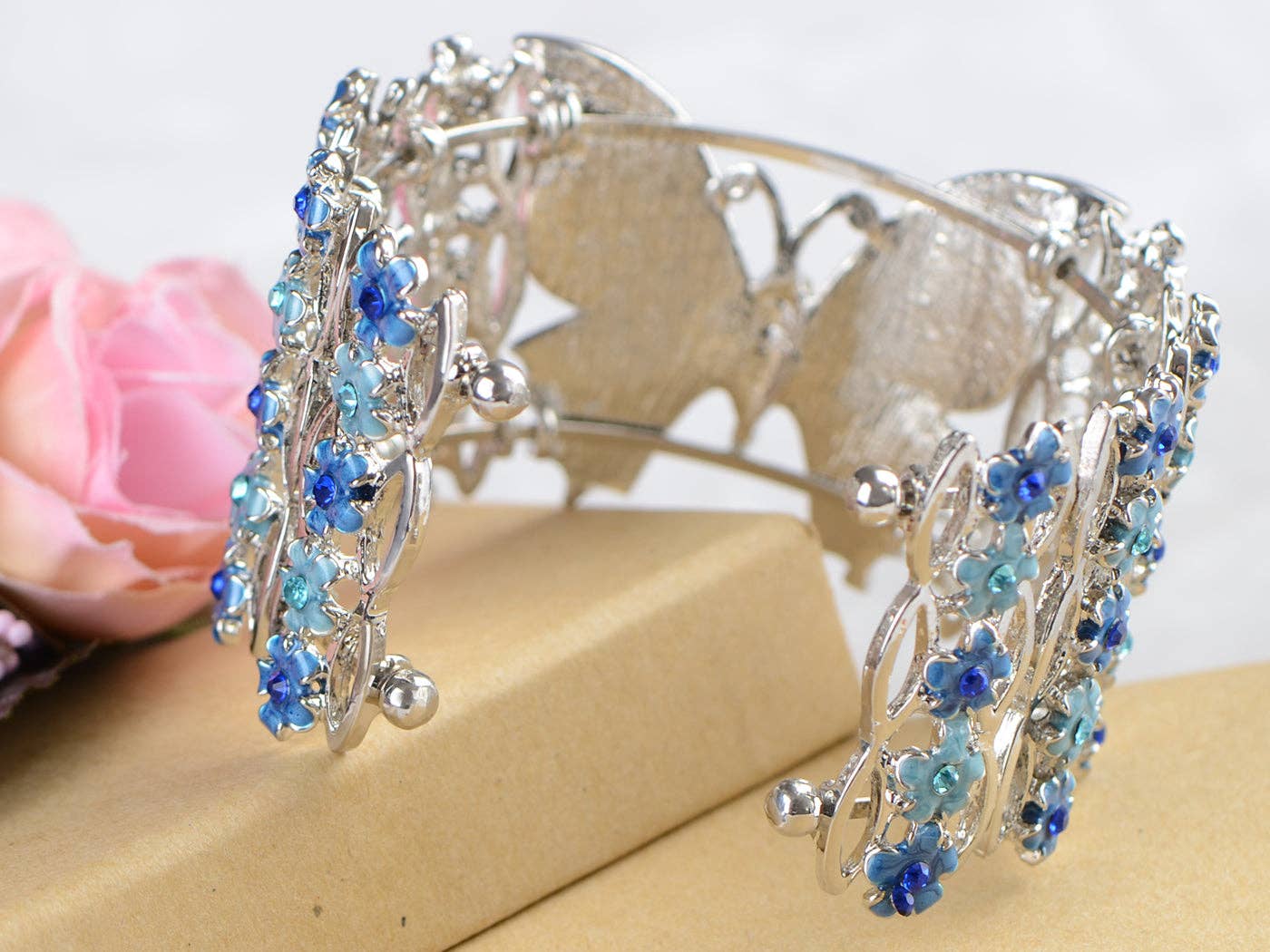 AK Brand - Wholesale Cuff Bracelet - Gold Floral Topaz Butterfly Dragonfly Cuff Bangle Bracelet9