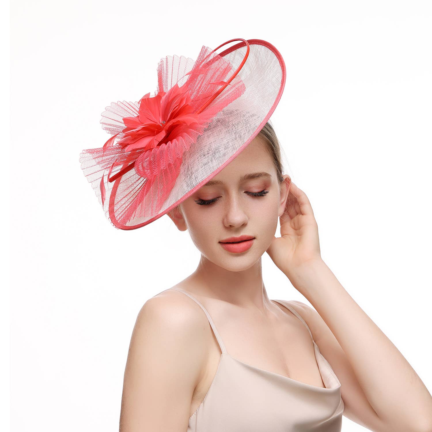 PEACH ACCESSORIES – wholesale Fascinator hat – Women's – Elegant Wide Brim Fascinator Hat TGH0661