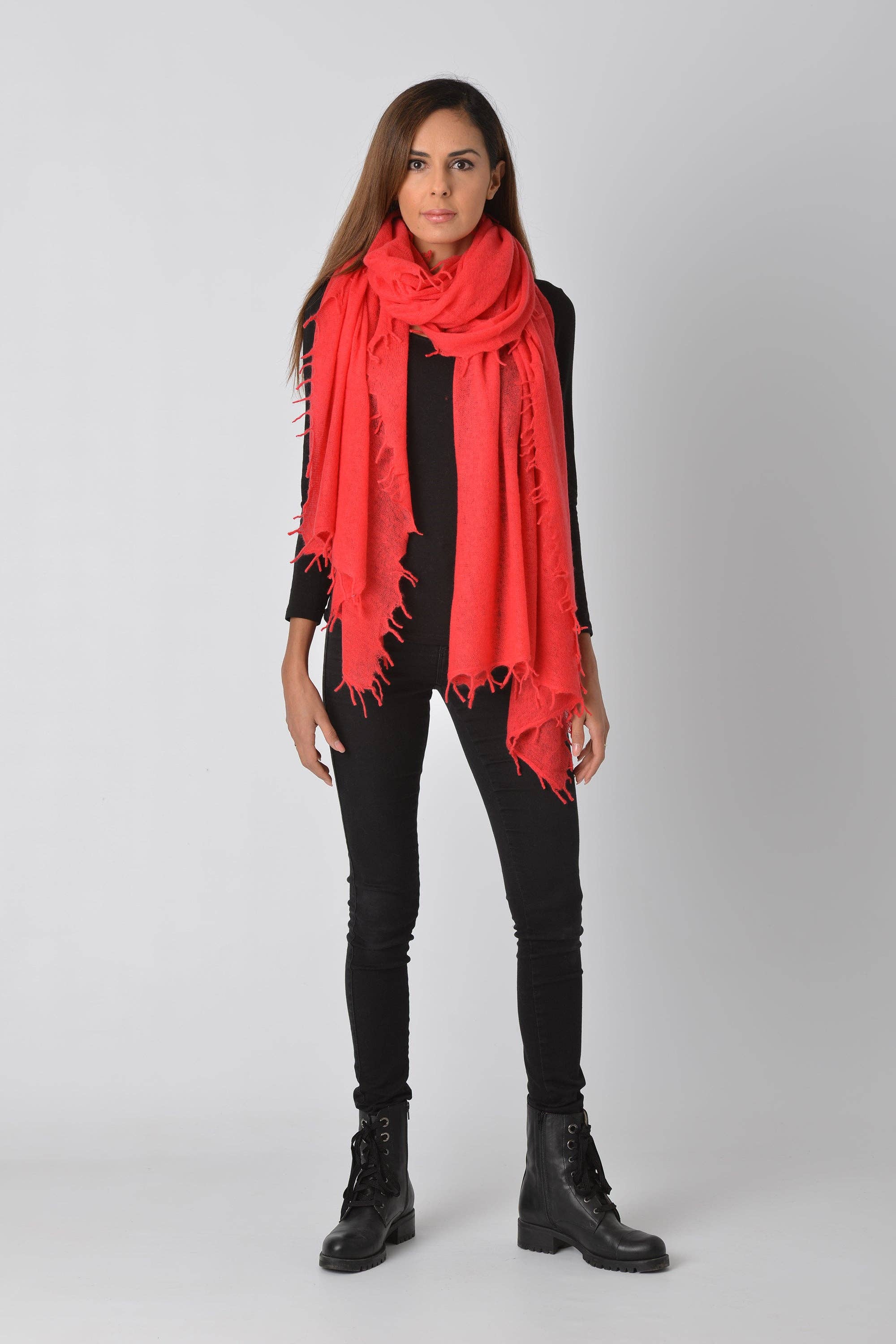 cute stuff GmbH – Cachecol - Mulher por atacado – Cachecol coral Caxemira Feli-CS2