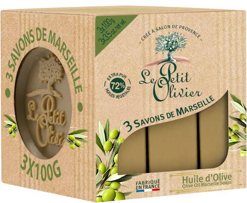 Au Savon de Marseille - Wholesale Bar Soap - LE PETIT OLIVIER 3x100g Olive Oil Marseille soaps
