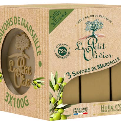 LE PETIT OLIVIER 3x100g Olive Oil Marseille soaps for wholesale by Au Savon de Marseille