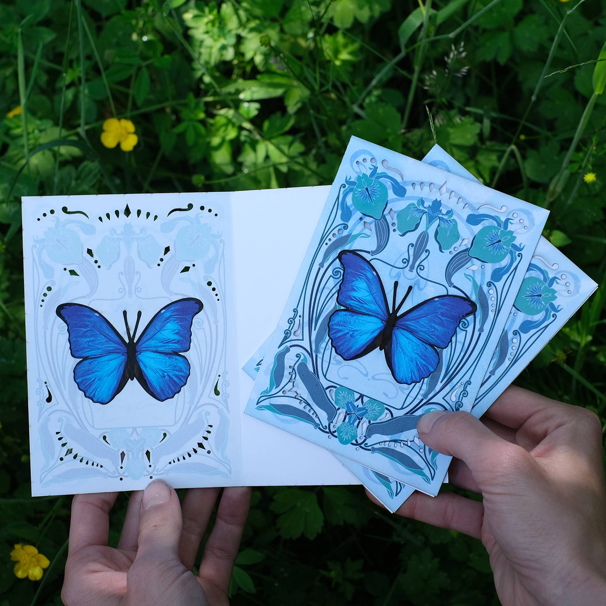 Moth and Myth – wholesale Everyday greeting card – Blue Morpho Butterfly 'Pop-Out' Greeting Card2