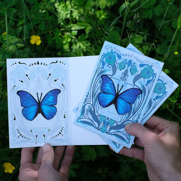 Moth and Myth – wholesale Everyday greeting card – Blue Morpho Butterfly 'Pop-Out' Greeting Card2