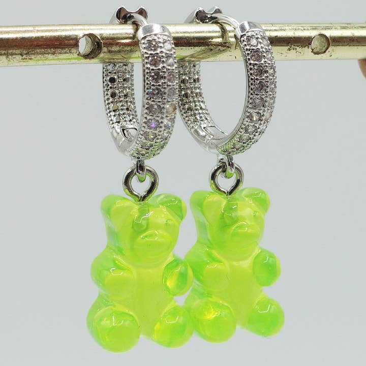 Daemon srls - Wholesale Dangle Earrings - WINNY CRYSTAL ~ gummy bear ~Orecchini a cerchio con Zirconi