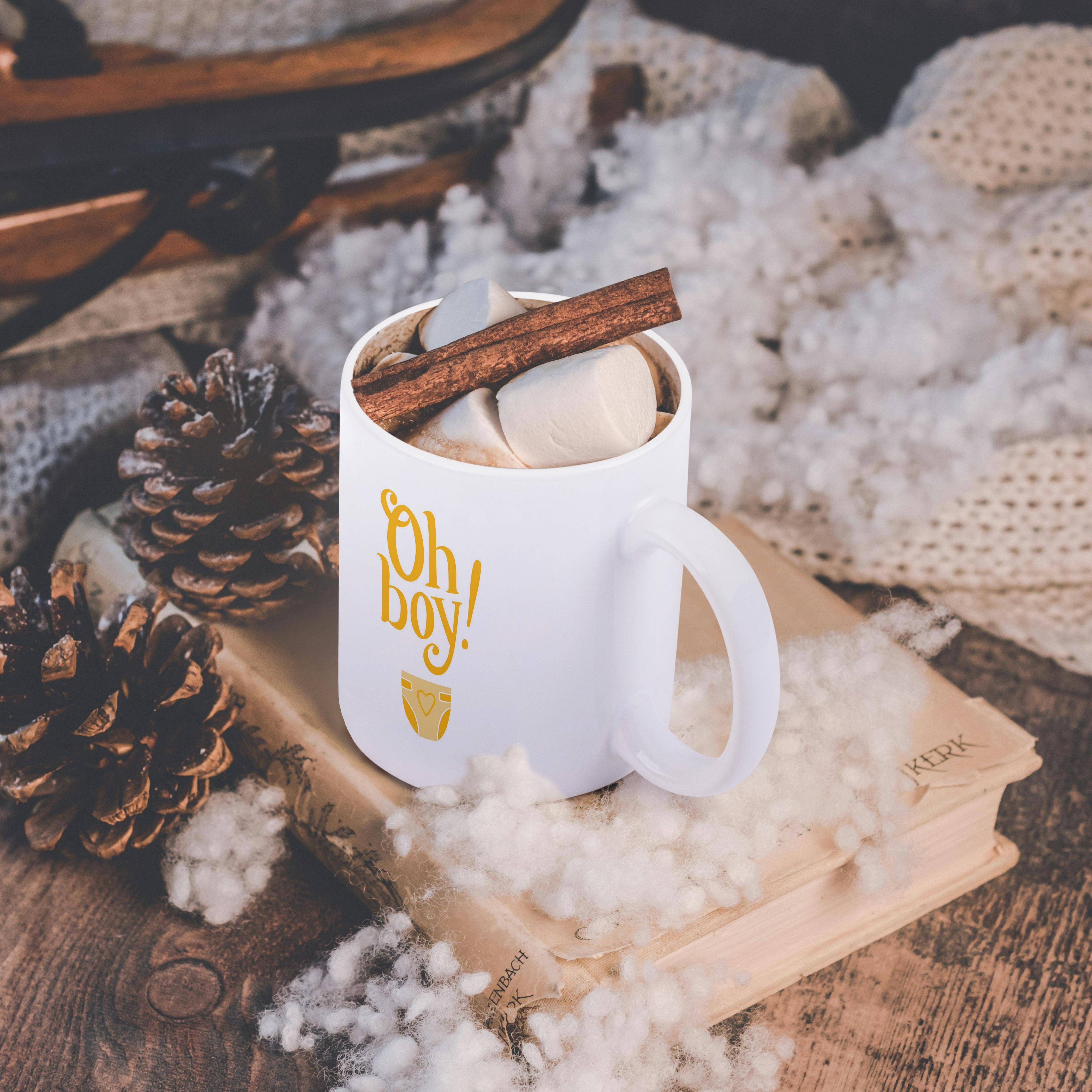 3dRose - Wholesale Coffee Mug - 3dRose, Oh boy, yellow letters with a picture of a baby diaper, Mug11