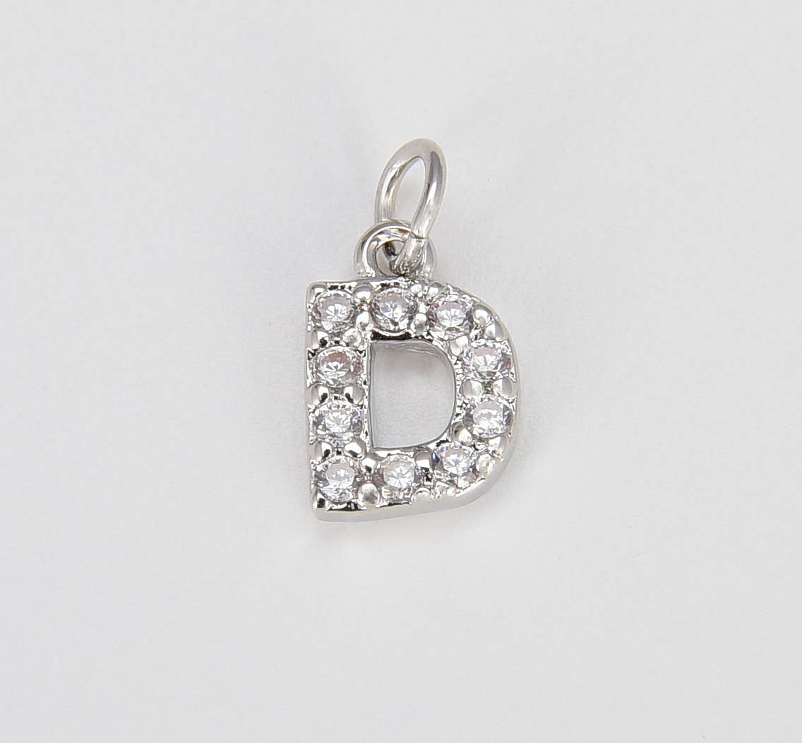 Beads Creation - Vente Breloques/médailles personnalisées - Breloques initiales en or CZ Micro Pavé, lettre A-Z CP4828