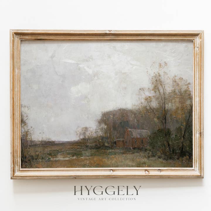 Vintage Farmhouse Painting | Landscape Barn Art Print L127 for wholesale by Hyggely