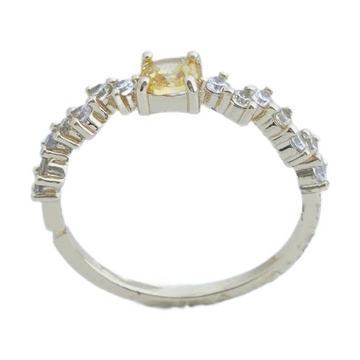 【Åben Ring】Guld/Sølvbelagt Kobberlegeringsringe med Gul/Grøn Firkantet Zirkon, Smart Daglig Smykke til Kvinder for engroshandel hos digsell