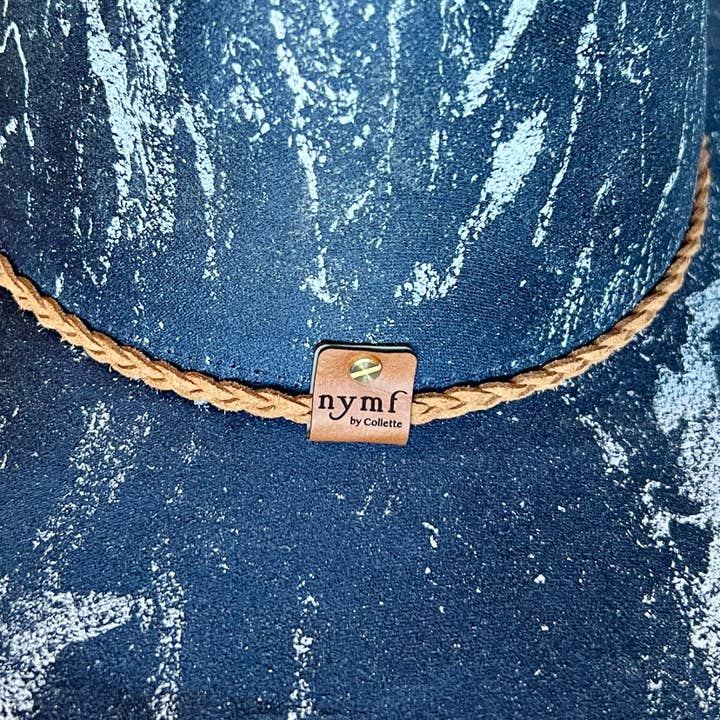 Nymf by Collette - Wholesale Fedora - Women's - White Marbled Wide Brim Suede Rancher Hat4