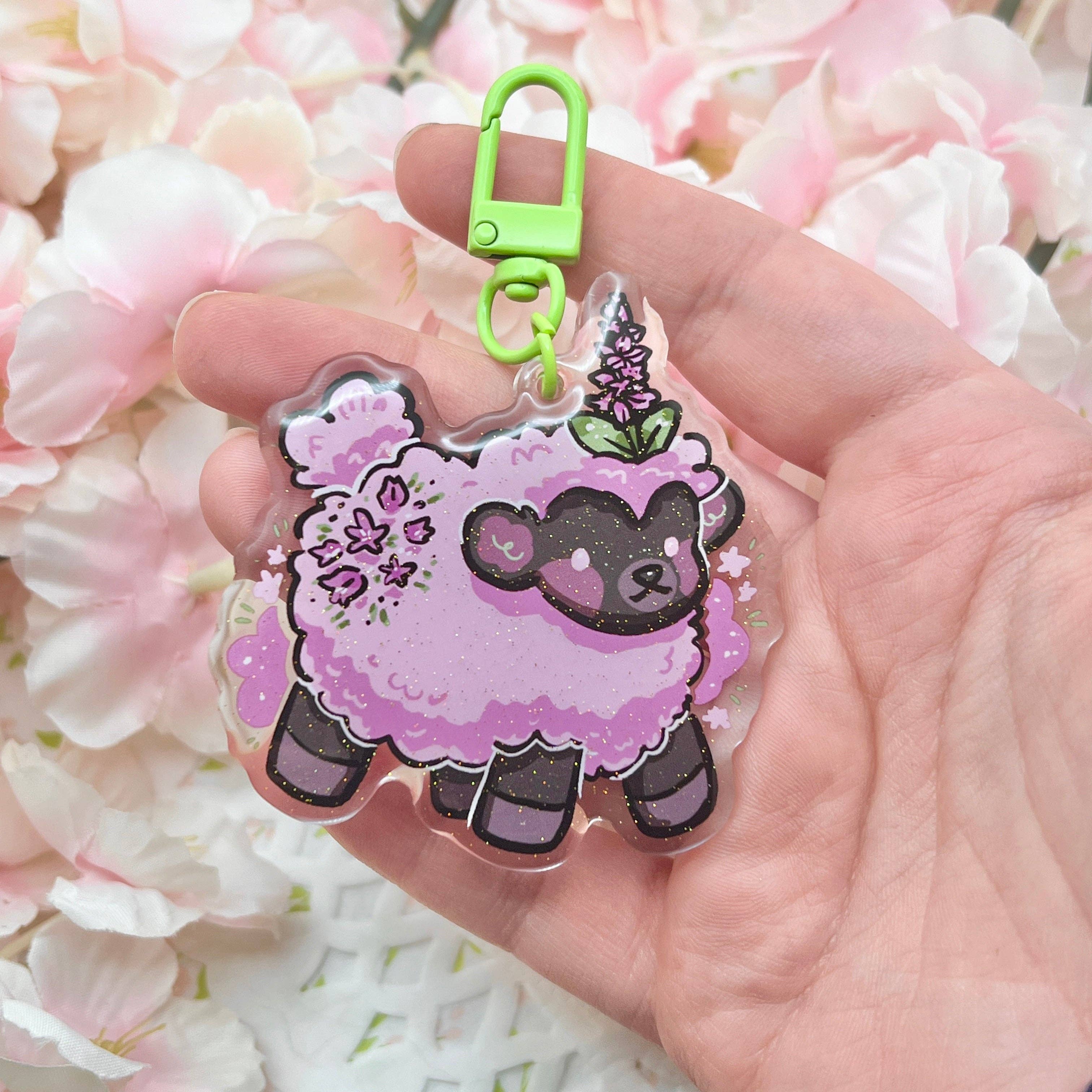Woolblossom - Wholesale Keychain - Women's - Heather Sheep ~ Glitter Acrylic Keychain Charm2