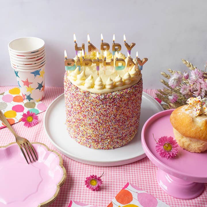 Talking Tables USA - Wholesale Cake Candle - Pastel Color Happy Birthday Candles | Cake Candles |