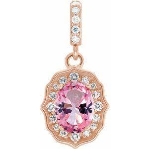 Pendentif topaze rose pâle 14 carats et diamant 1/6CTW pour la vente par Mystiqe Boutique