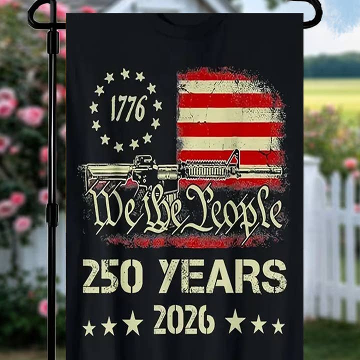 250th Anniversary Happy Birthday America Garden Flag for wholesale by Bad Bunny Designs