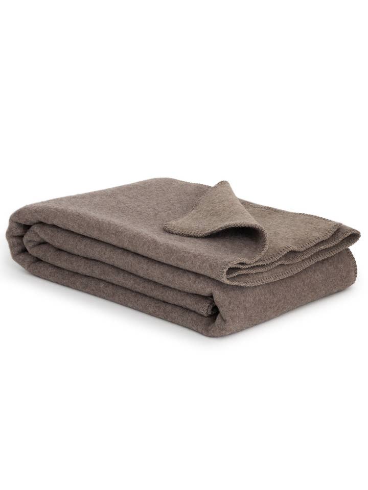 Couverture de lit en laine mérinos BROWNY - simple - marron pour la vente par MoST