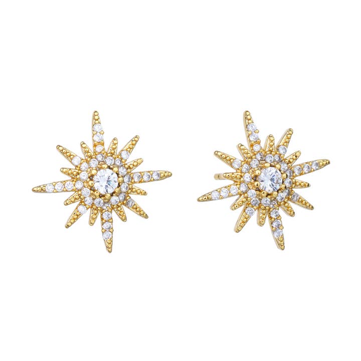 Orecchino a Stella di Cristallo in Oro per la vendita all'ingrosso da parte di White Leaf