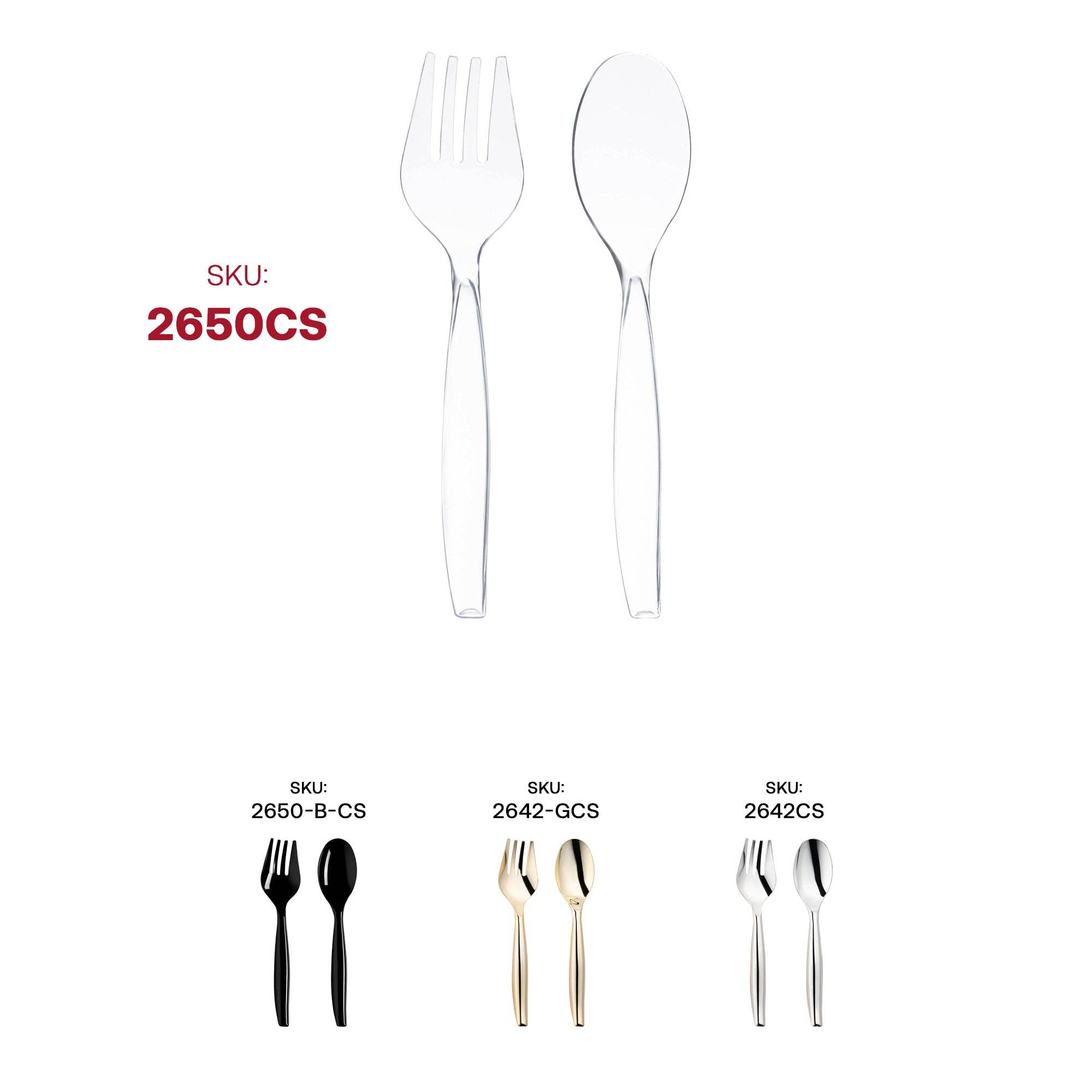 Smarty had a Party - Wholesale Assorted Cutlery Set - Clear Disposable Plastic Serving Flatware Set - 5 Pairs4