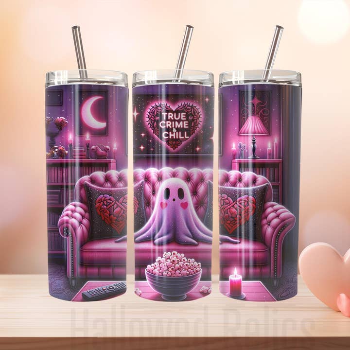 Gobelet Ghost Valentine 20oz pour les fans de true crime et d'horreur pour la vente par Hallowed Relics