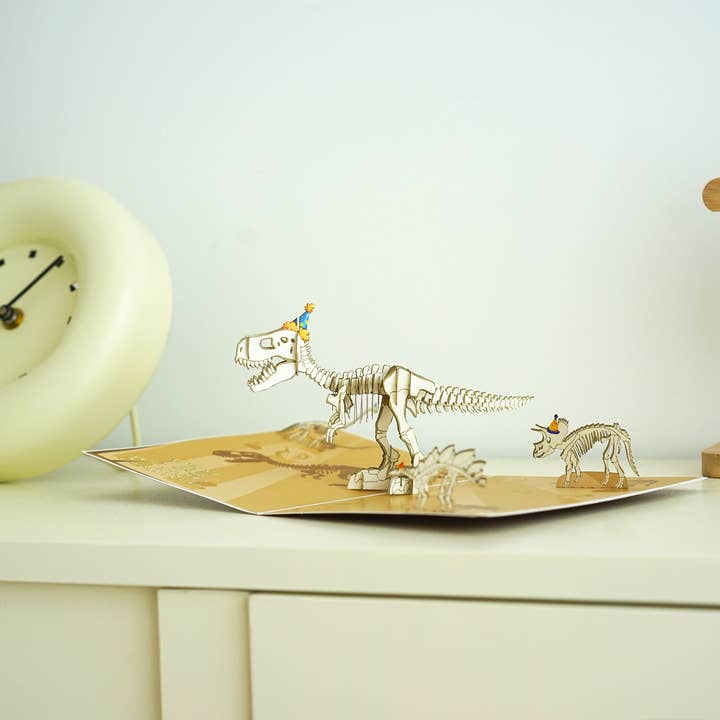 Birthday Fossil Funny 3D Pop-Up Jurassic Dinosaur Card for wholesale by Dirty Pop Cards