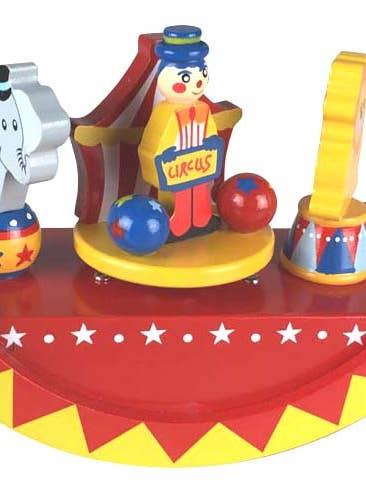 Bascule en bois thème cirque pour la vente par Musicbox Kingdom