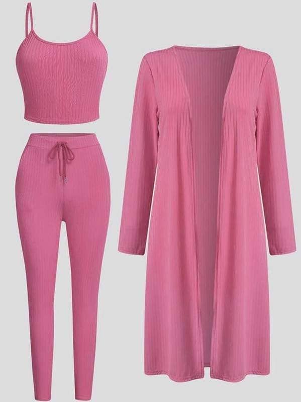 Flarix - Wholesale Hemd- en rokset - Dames - geribbelde 3-delige tankbroek met cropbroek en trainingspak1