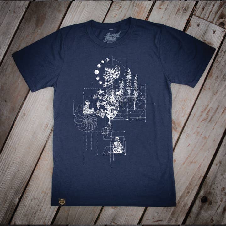 Sacred State Design – wholesale T-shirts med screentryck – Herr – USA-tillverkad hamp-T-shirt med helig geometri och Buddha-design