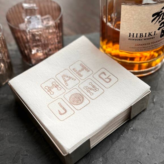 Lined Design - Wholesale Disposable napkin - Silver Plated Cocktail Napkin Hostess Set6