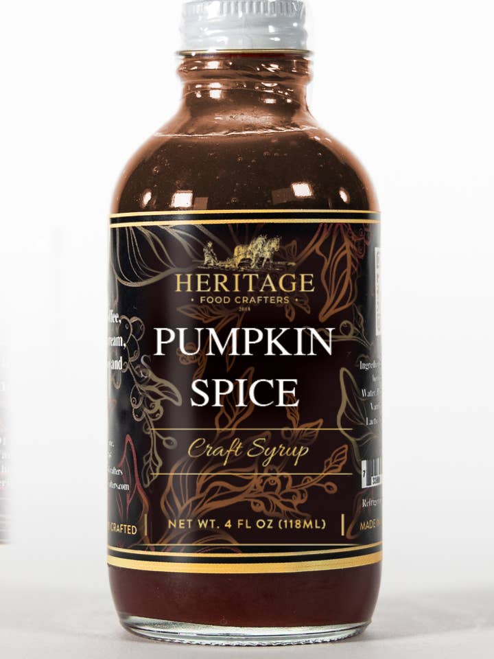 4oz Pumpkin Spice Syrup for wholesale by Heritage Food Crafters