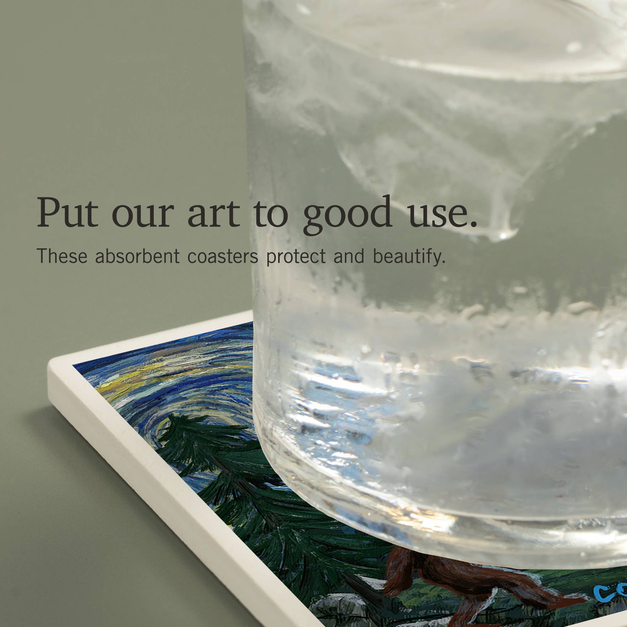 Lantern Press - Venta al por mayor Posavasos - POSAVASOS DE CERÁMICA Columbia River Gorge Mt. Hood Starry Night3