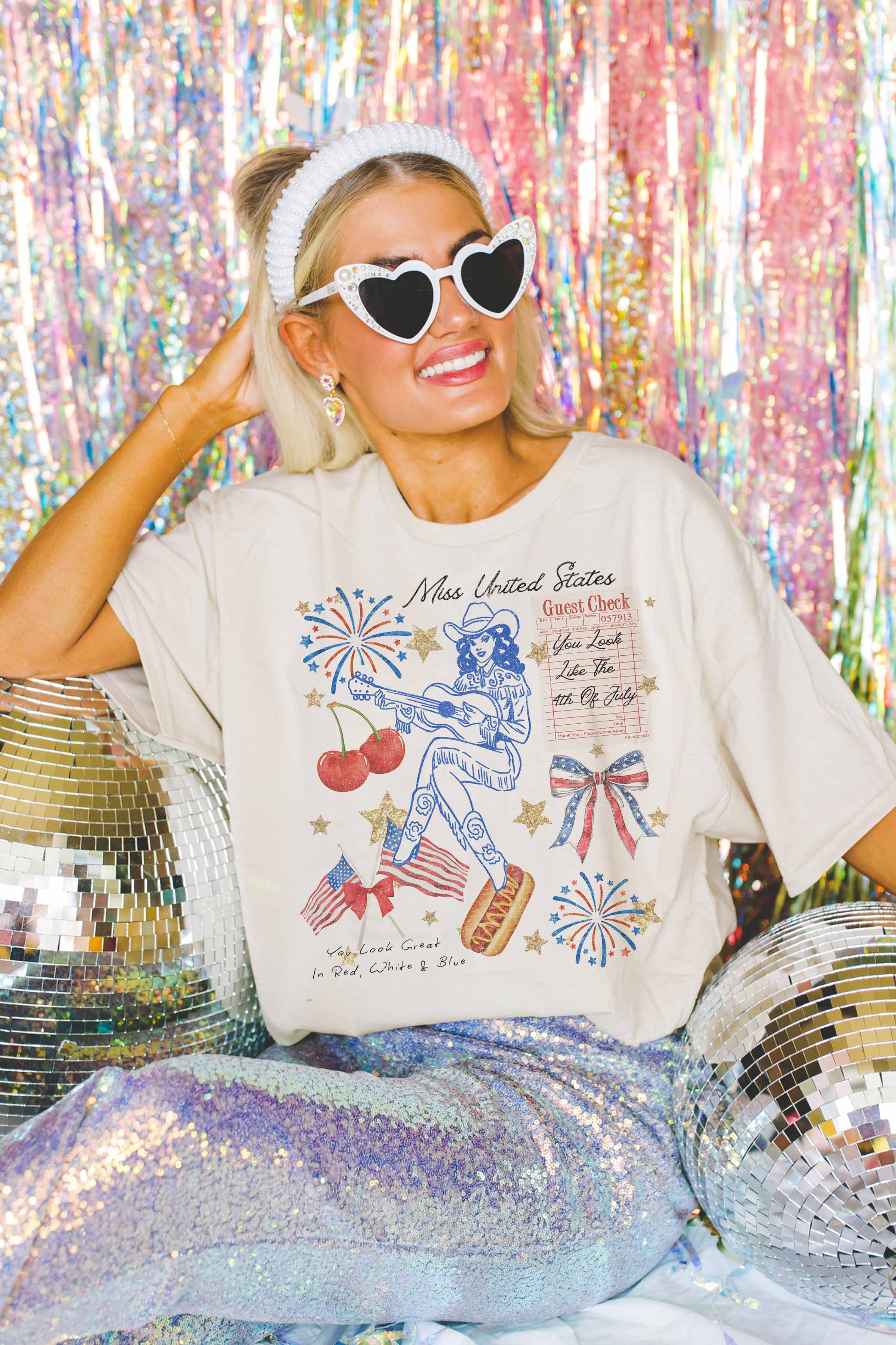 GOOD DAY STREET - Wholesale Screen Printed T-Shirt - Women's - [G1938X-OTS]-MISS UNITED STATES OVERSIZED TEE1