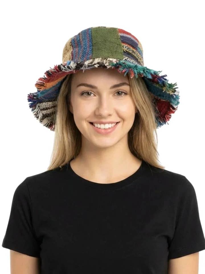 Hemp Cotton Patchwork Hat for wholesale by Ark Imports