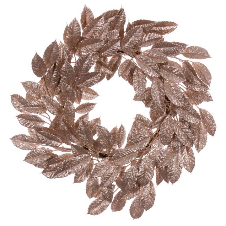 Vickerman 24" Cafe Latte Gardenia Glitter Wreath for wholesale by Vickerman