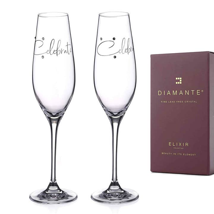 Diamante Swarovski Champagne Flutes Crystal Prosecco Glasse for wholesale by DIAMANTE