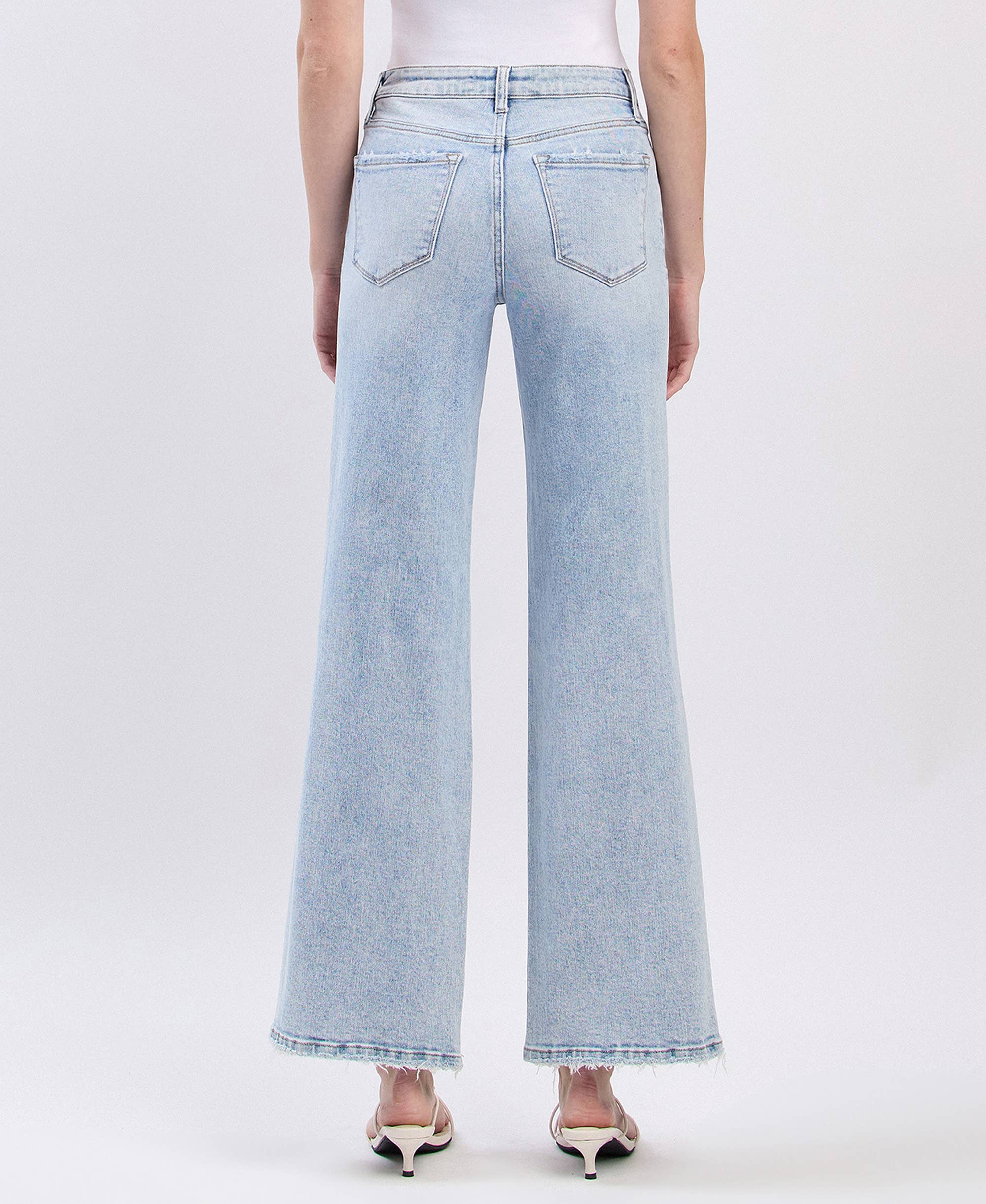 SLICK HIGH RISE DISTRESSED WIDE JEANS LV1862 for wholesale on Faire8