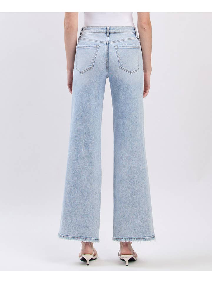 SLICK HIGH RISE DISTRESSED WIDE JEANS LV1862 for wholesale on Faire8