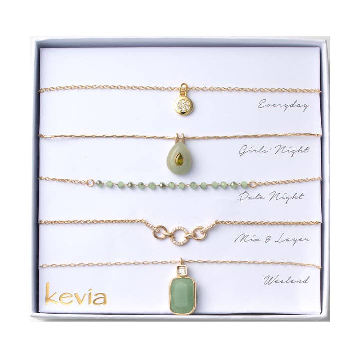 Conjunto de Colar Escultural com Pedra Verde por atacado de Kevia